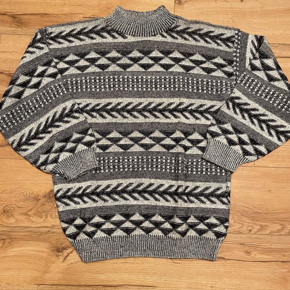 Black and White Vintage Grandpa Sweater